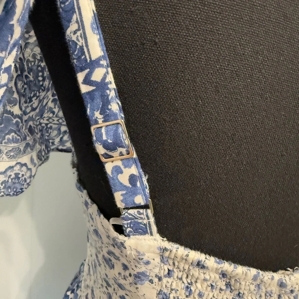 #13)  NWOT Abercrombie & Fitch Blue and White Patchwork Maxi Dress